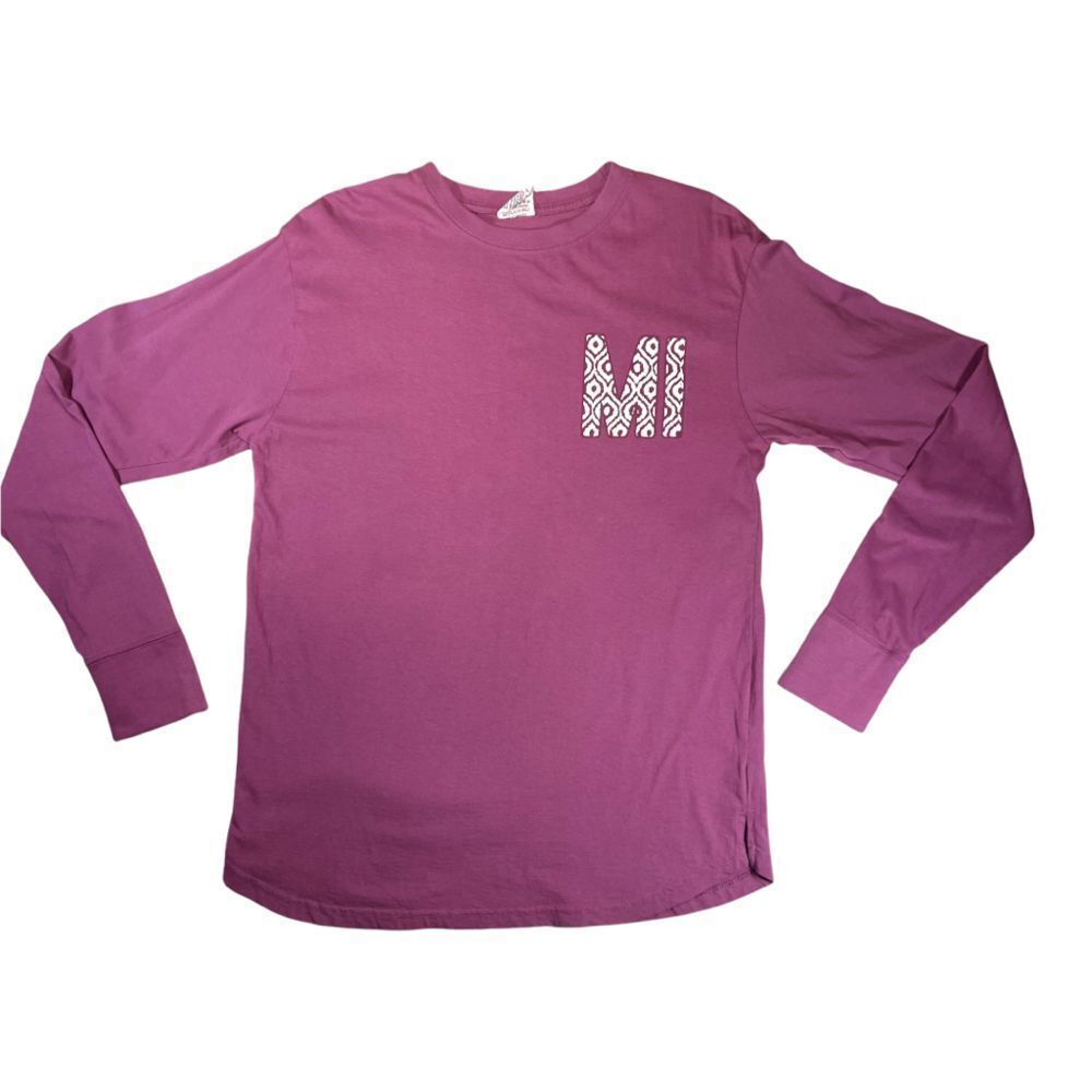 Royce Michigan Graphic Long Sleeve Tee Thumbhole Purple Casual Travel